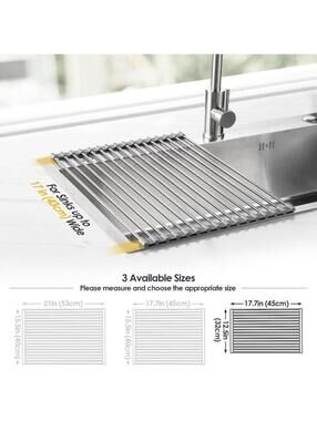 Stainless Steel Roll Up Dish Drying Rack for Sink Gift New
